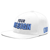 Custom White Light Blue-Navy 3D Puff Embroidery Flat Embroidery Casual Sport Baseball Cap
