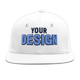 Custom White Light Blue-Navy 3D Puff Embroidery Flat Embroidery Casual Sport Baseball Cap