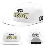 Custom White Light Blue-Navy 3D Puff Embroidery Flat Embroidery Casual Sport Baseball Cap