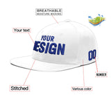 Custom White Light Blue-Navy 3D Puff Embroidery Flat Embroidery Casual Sport Baseball Cap