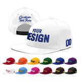 Custom White Light Blue-Navy 3D Puff Embroidery Flat Embroidery Casual Sport Baseball Cap