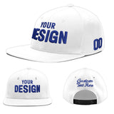 Custom White Light Blue-Navy 3D Puff Embroidery Flat Embroidery Casual Sport Baseball Cap