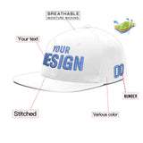 Custom White Light Blue-Navy 3D Puff Embroidery Flat Embroidery Casual Sport Baseball Cap