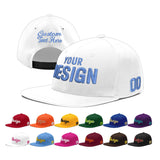 Custom White Light Blue-Navy 3D Puff Embroidery Flat Embroidery Casual Sport Baseball Cap
