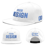 Custom White Light Blue-Navy 3D Puff Embroidery Flat Embroidery Casual Sport Baseball Cap