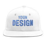 Custom White Light Blue-Navy 3D Puff Embroidery Flat Embroidery Casual Sport Baseball Cap