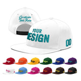 Custom White Light Blue-Navy 3D Puff Embroidery Flat Embroidery Casual Sport Baseball Cap