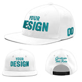 Custom White Light Blue-Navy 3D Puff Embroidery Flat Embroidery Casual Sport Baseball Cap
