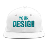 Custom White Light Blue-Navy 3D Puff Embroidery Flat Embroidery Casual Sport Baseball Cap