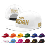 Custom White Light Blue-Navy 3D Puff Embroidery Flat Embroidery Casual Sport Baseball Cap