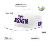 Custom White Light Blue-Navy 3D Puff Embroidery Flat Embroidery Casual Sport Baseball Cap