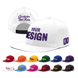 Custom White Light Blue-Navy 3D Puff Embroidery Flat Embroidery Casual Sport Baseball Cap