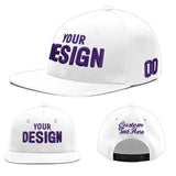 Custom White Light Blue-Navy 3D Puff Embroidery Flat Embroidery Casual Sport Baseball Cap