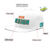 Custom White Light Blue-Navy 3D Puff Embroidery Flat Embroidery Casual Sport Baseball Cap