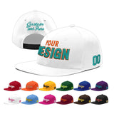Custom White Light Blue-Navy 3D Puff Embroidery Flat Embroidery Casual Sport Baseball Cap