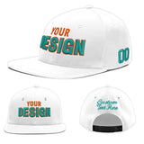 Custom White Light Blue-Navy 3D Puff Embroidery Flat Embroidery Casual Sport Baseball Cap