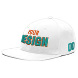 Custom White Light Blue-Navy 3D Puff Embroidery Flat Embroidery Casual Sport Baseball Cap