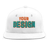 Custom White Light Blue-Navy 3D Puff Embroidery Flat Embroidery Casual Sport Baseball Cap