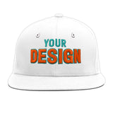 Custom White Light Blue-Navy 3D Puff Embroidery Flat Embroidery Casual Sport Baseball Cap