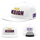 Custom White Light Blue-Navy 3D Puff Embroidery Flat Embroidery Casual Sport Baseball Cap