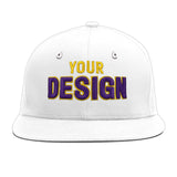 Custom White Light Blue-Navy 3D Puff Embroidery Flat Embroidery Casual Sport Baseball Cap