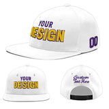 Custom White Light Blue-Navy 3D Puff Embroidery Flat Embroidery Casual Sport Baseball Cap