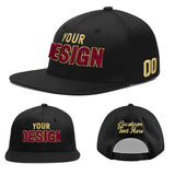 Custom Black 3D Puff Embroidery Flat Embroidery Casual Sport Baseball Cap