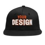 Custom Black 3D Puff Embroidery Flat Embroidery Casual Sport Baseball Cap