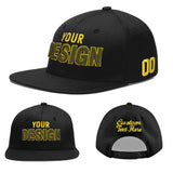 Custom Black 3D Puff Embroidery Flat Embroidery Casual Sport Baseball Cap