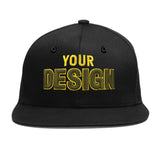 Custom Black 3D Puff Embroidery Flat Embroidery Casual Sport Baseball Cap