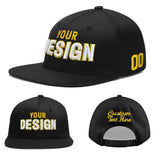 Custom Black 3D Puff Embroidery Flat Embroidery Casual Sport Baseball Cap