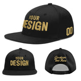 Custom Black 3D Puff Embroidery Flat Embroidery Casual Sport Baseball Cap