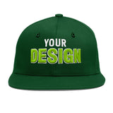 Custom Green Neon Green-White 3D Puff Embroidery Flat Embroidery Casual Sport Baseball Cap