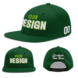 Custom Green Neon Green-White 3D Puff Embroidery Flat Embroidery Casual Sport Baseball Cap