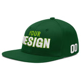 Custom Green Neon Green-White 3D Puff Embroidery Flat Embroidery Casual Sport Baseball Cap