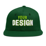 Custom Green Neon Green-White 3D Puff Embroidery Flat Embroidery Casual Sport Baseball Cap