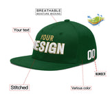 Custom Green Neon Green-White 3D Puff Embroidery Flat Embroidery Casual Sport Baseball Cap