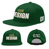 Custom Green Neon Green-White 3D Puff Embroidery Flat Embroidery Casual Sport Baseball Cap