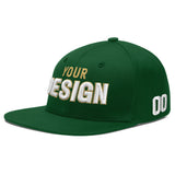 Custom Green Neon Green-White 3D Puff Embroidery Flat Embroidery Casual Sport Baseball Cap