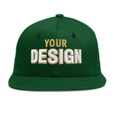 Custom Green Neon Green-White 3D Puff Embroidery Flat Embroidery Casual Sport Baseball Cap