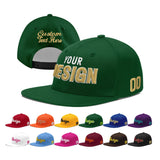 Custom Green Neon Green-White 3D Puff Embroidery Flat Embroidery Casual Sport Baseball Cap