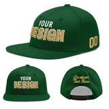 Custom Green Neon Green-White 3D Puff Embroidery Flat Embroidery Casual Sport Baseball Cap