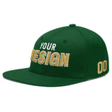 Custom Green Neon Green-White 3D Puff Embroidery Flat Embroidery Casual Sport Baseball Cap