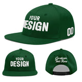 Custom Green Neon Green-White 3D Puff Embroidery Flat Embroidery Casual Sport Baseball Cap
