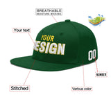 Custom Green Neon Green-White 3D Puff Embroidery Flat Embroidery Casual Sport Baseball Cap