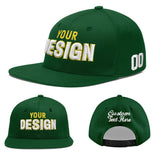Custom Green Neon Green-White 3D Puff Embroidery Flat Embroidery Casual Sport Baseball Cap