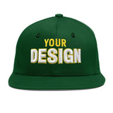 Custom Green Neon Green-White 3D Puff Embroidery Flat Embroidery Casual Sport Baseball Cap
