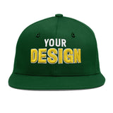 Custom Green Neon Green-White 3D Puff Embroidery Flat Embroidery Casual Sport Baseball Cap
