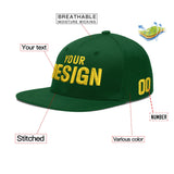 Custom Green Neon Green-White 3D Puff Embroidery Flat Embroidery Casual Sport Baseball Cap