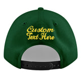 Custom Green Neon Green-White 3D Puff Embroidery Flat Embroidery Casual Sport Baseball Cap